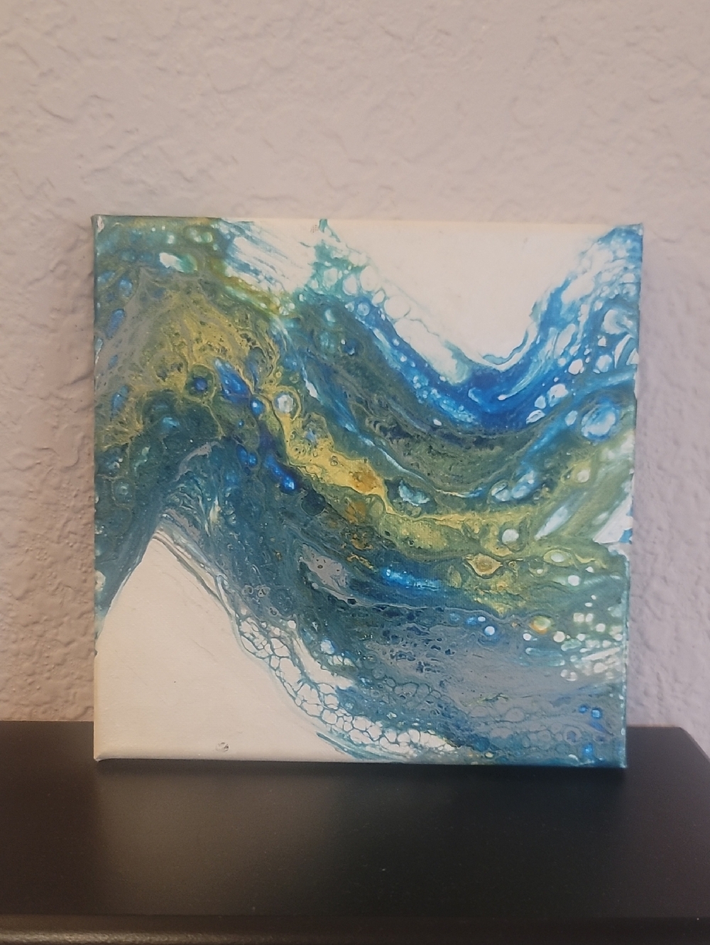Abstract Fluid Art Canvas in Blue and Green